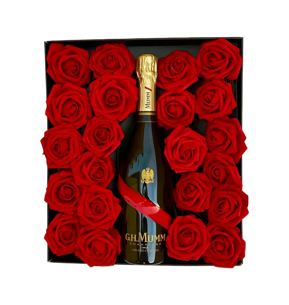 Romantic Gesture of Wine and Blooms