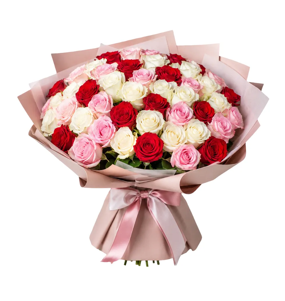 Timeless 50 Multicolor Roses Bouquet