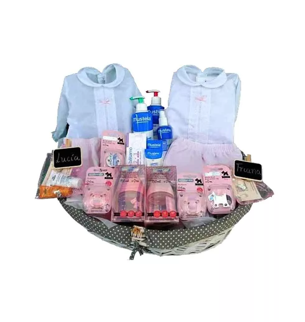 Amazing Twin Baby Girl Gift Basket