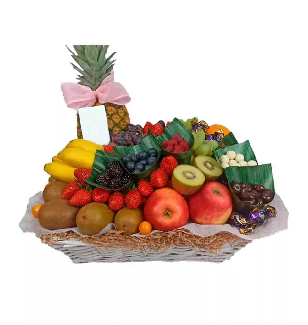Basket Loaded With Fruit and Choco