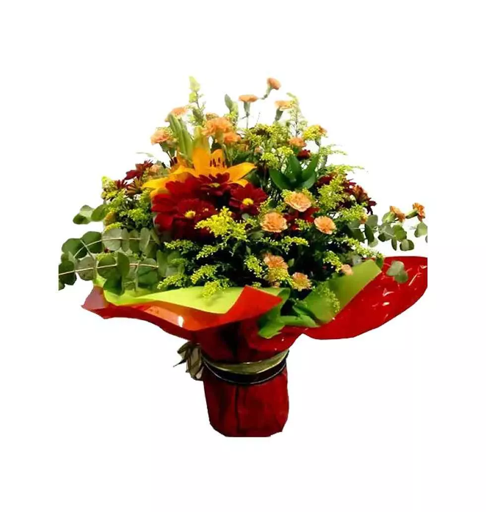 Beautiful Colorful Floral Selection in Glass Vase