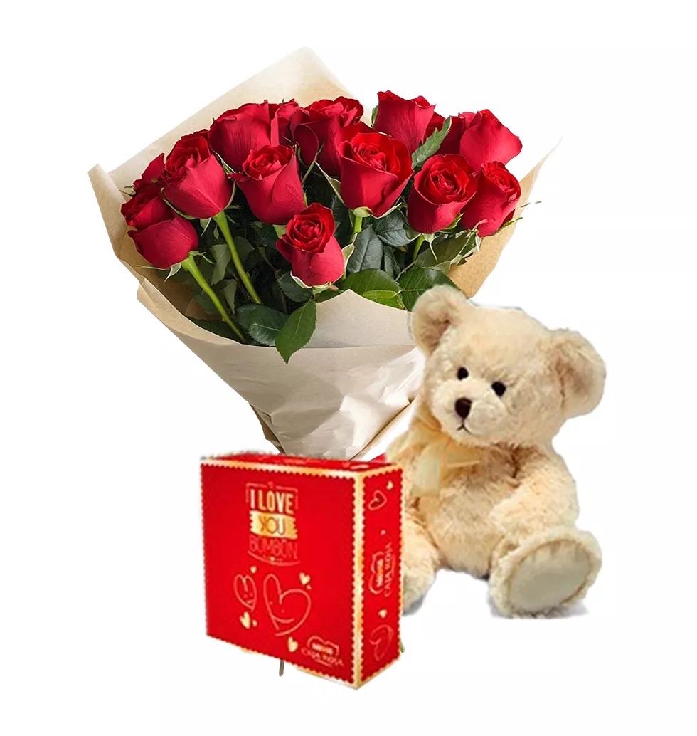 Romantic Red Roses Bouquet Gift Package