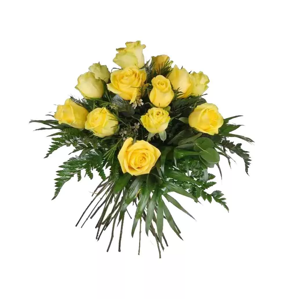 Cheerful 15 Yellow Roses Bundle
