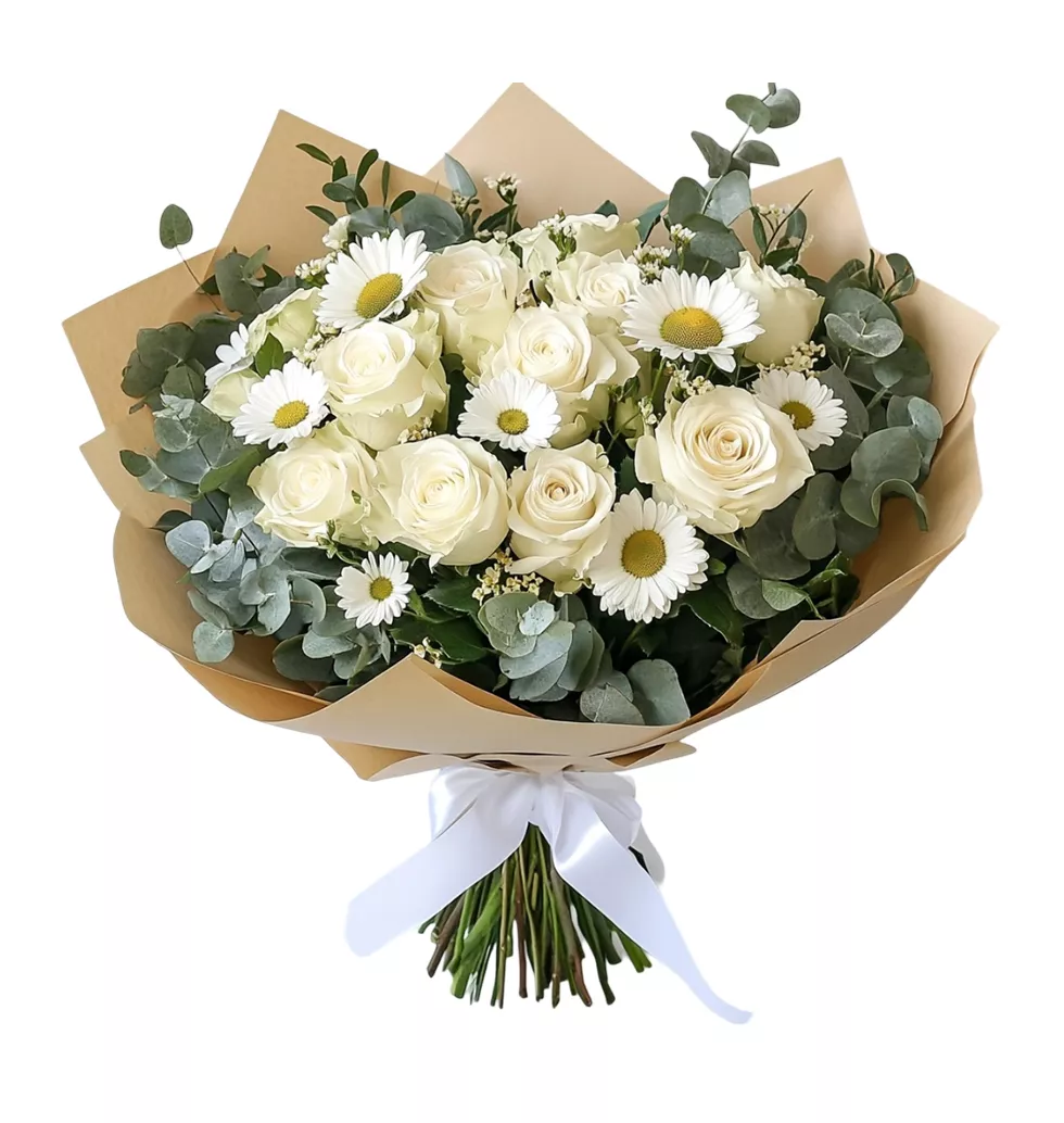 Pure White Rose Bouquet