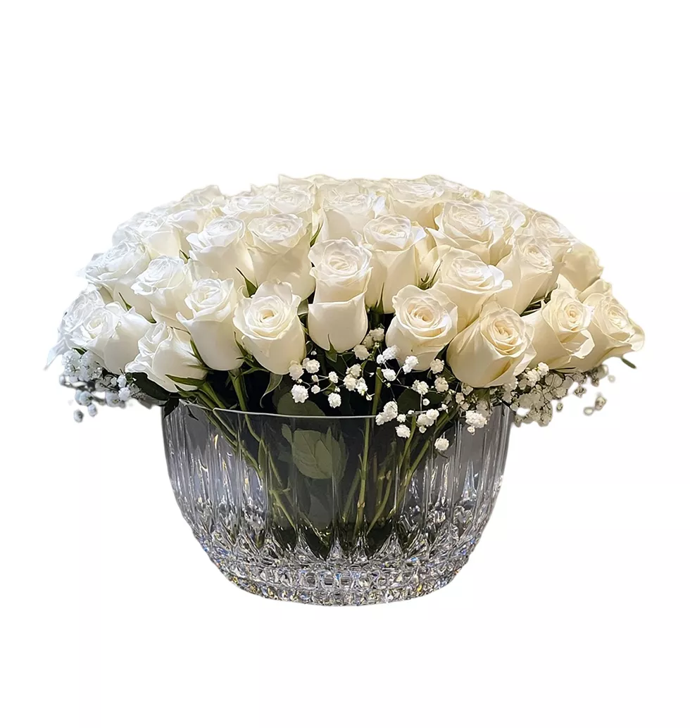 Luxurious 30 White Rose Arrangement