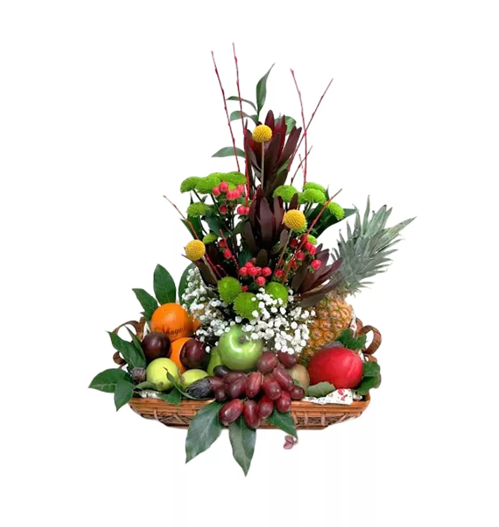 Fruits Flowers In Bread Basket