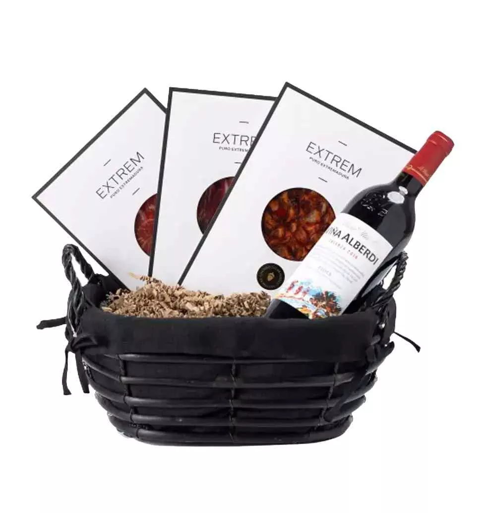 Gift Basket With Meats And Rioja