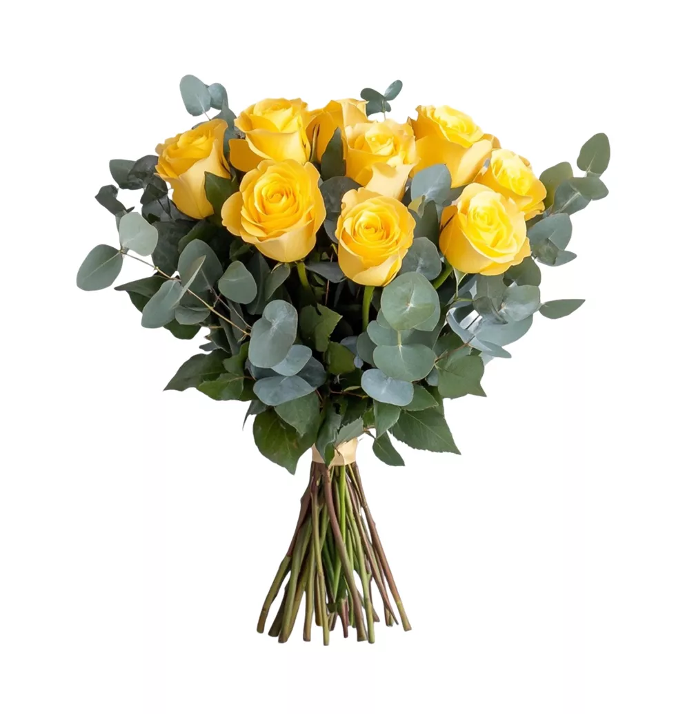 Sunshine 10 Yellow Rose Bouquet