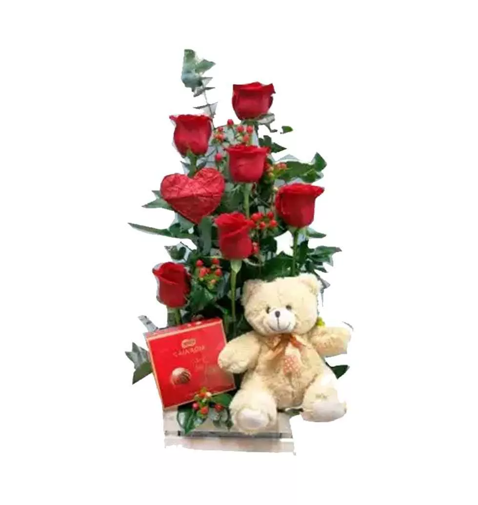 Teddy And Sweets With Roses