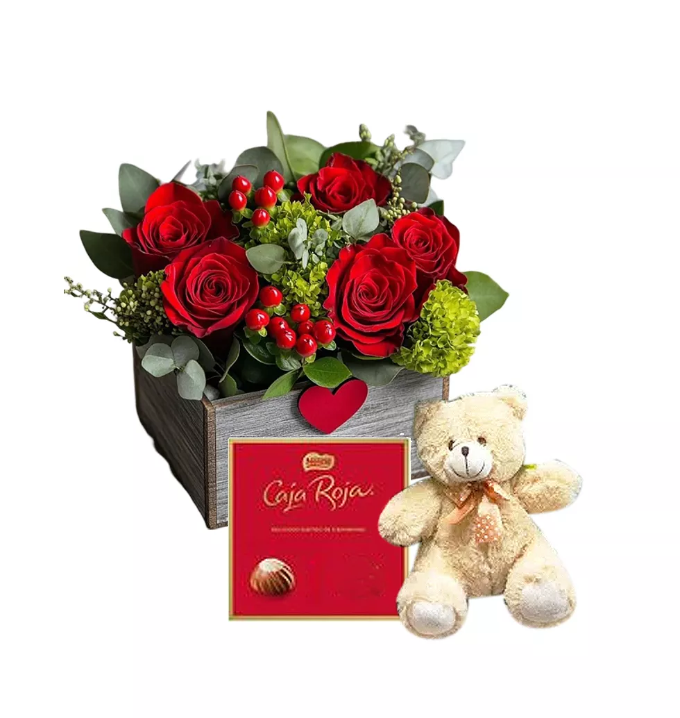 Teddy And Sweets With Roses