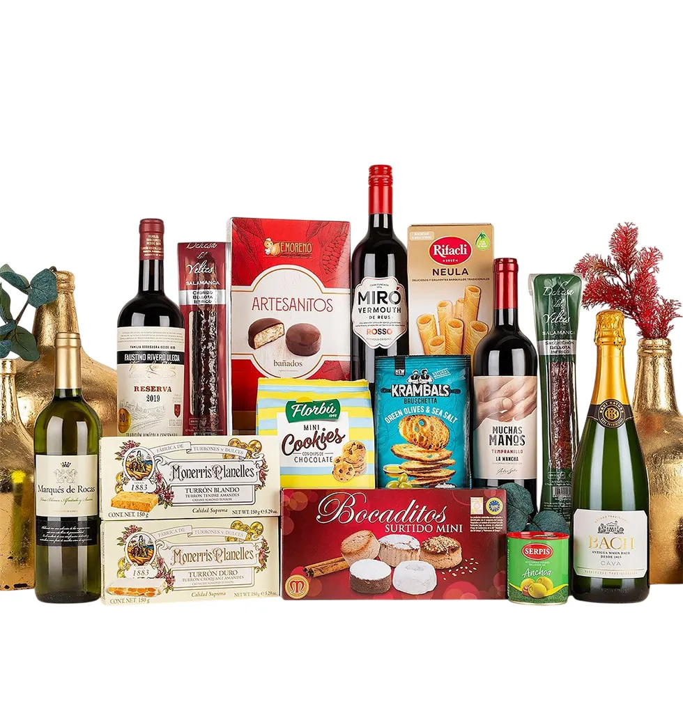 Festive Gourmet Wine Basket