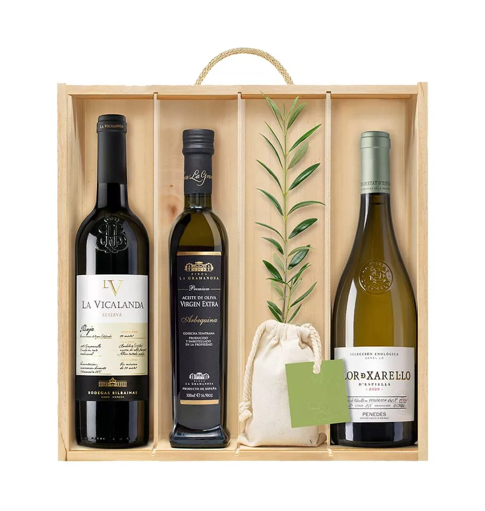 Exceptional box with wine and oil