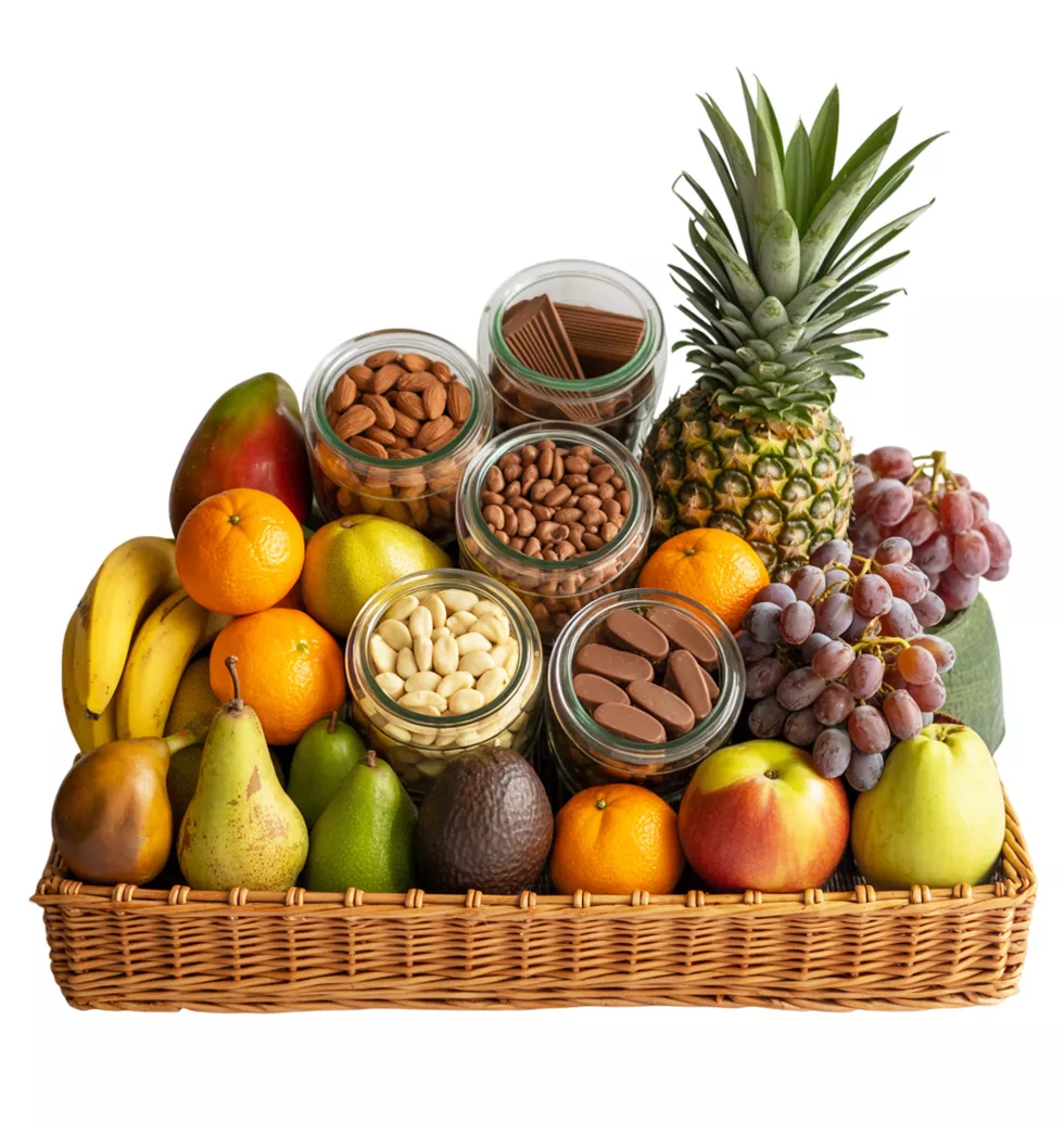 Choco-Dipped Fruit & Nut Basket
