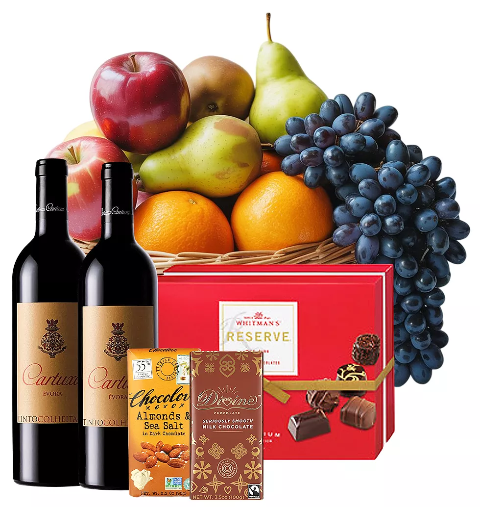 Gourmet Wine and Fruit Basket