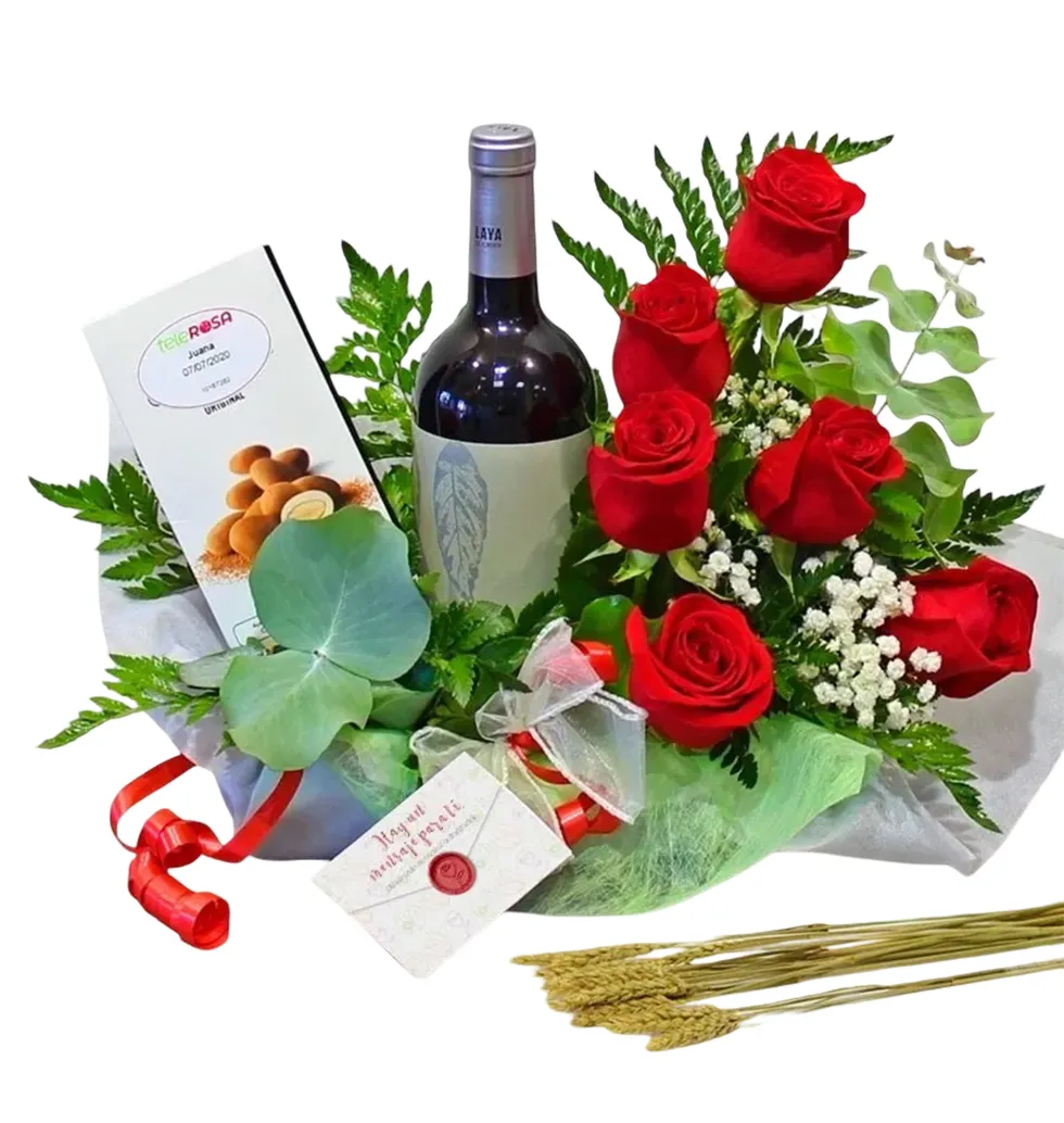 Elegant Roses with Wine and Sweets